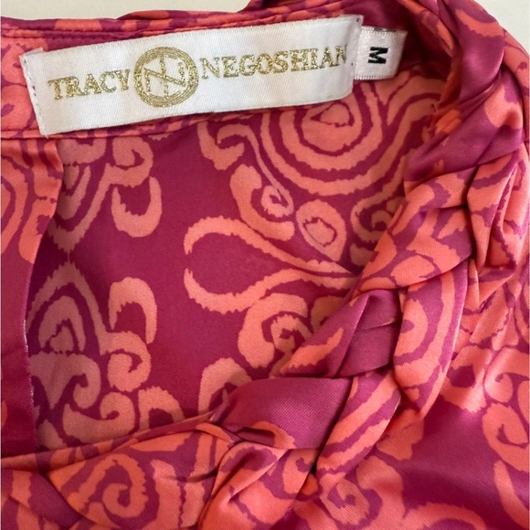 Tracy Negoshian Pink and Orange Patterned Dress, size Medium - Picture 3 of 7